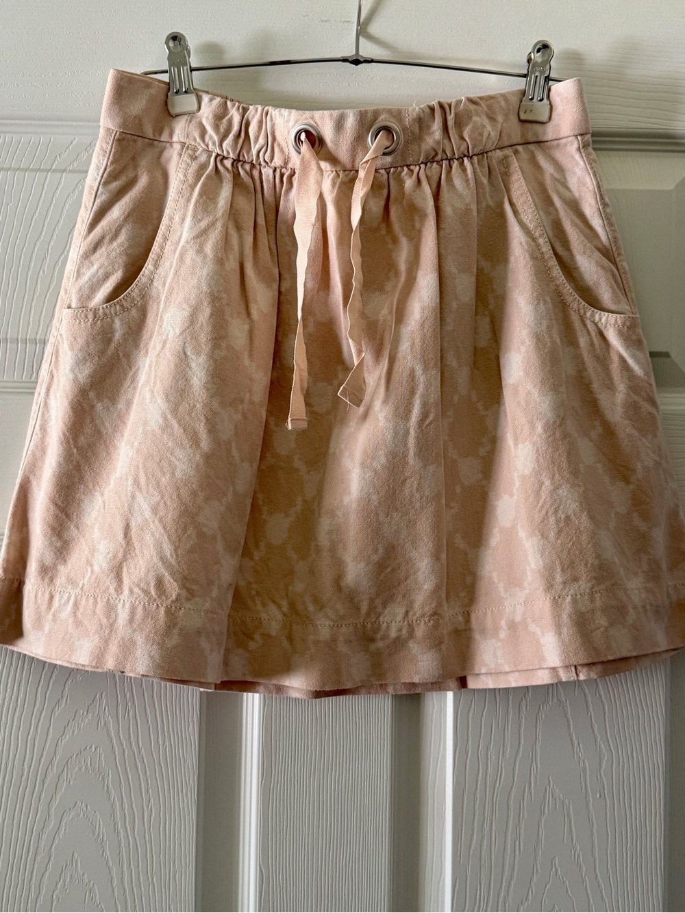 J. Crew Pink & Ivory Ikat Drawstring Swing Skirt